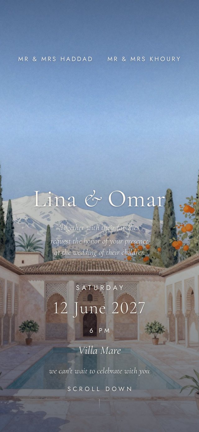 The Alhambra invitation for Lina and Omar
