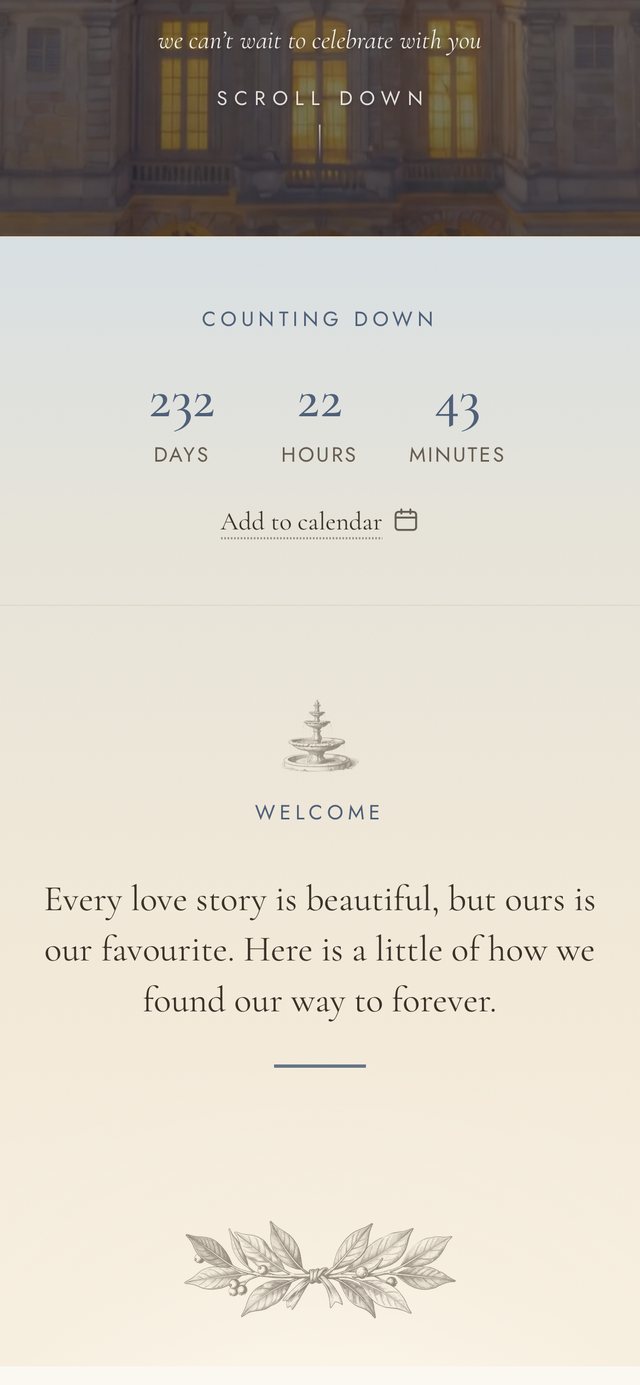 The countdown section of the Château invitation