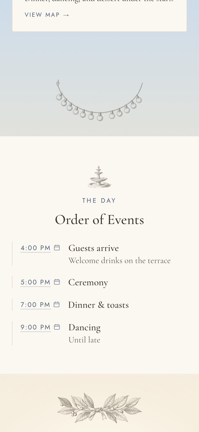 The running order section of the Château invitation