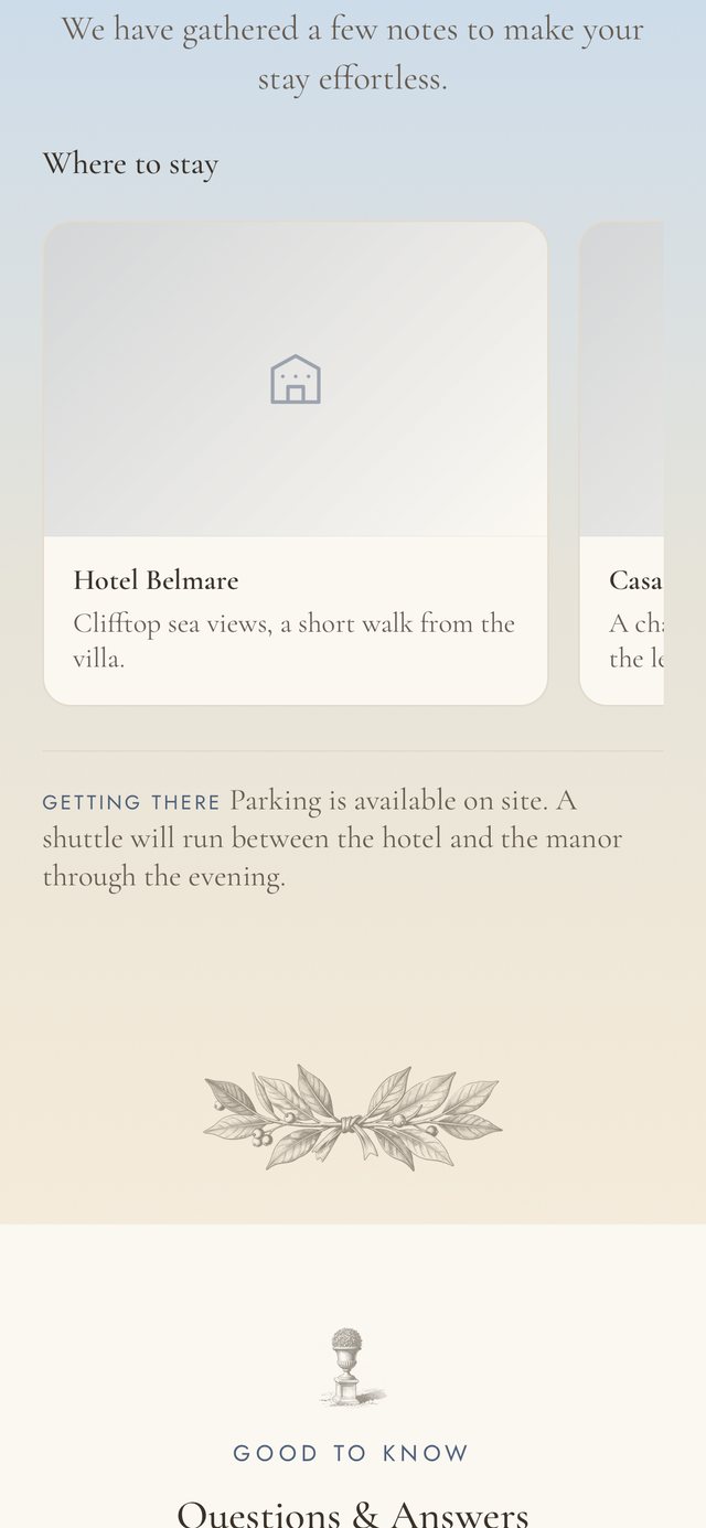 Getting there & staying section of the Château invitation