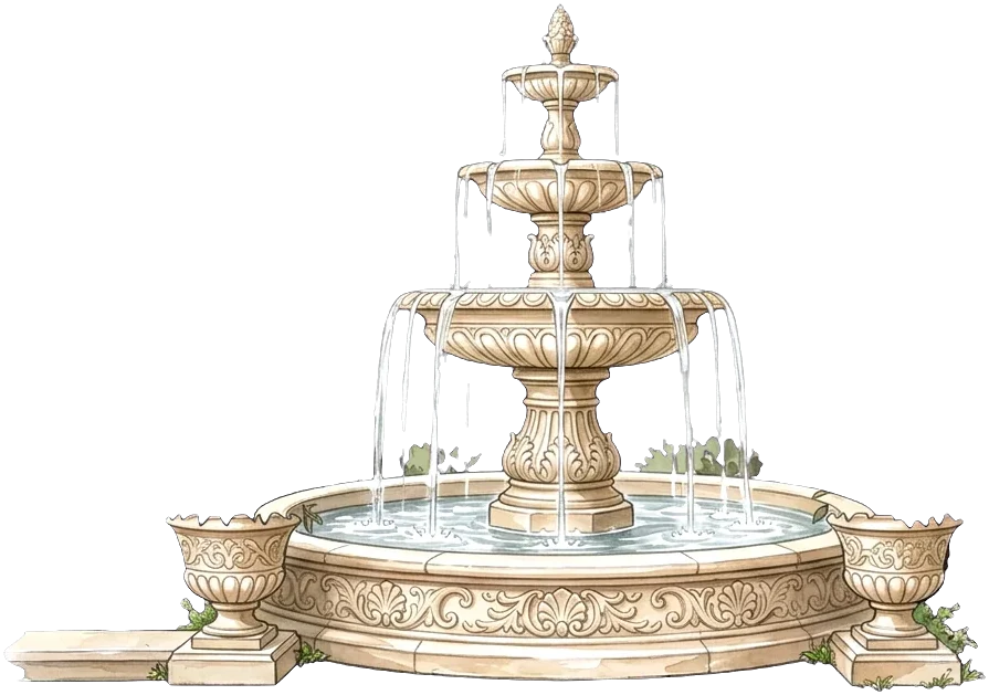 A three-tier stone fountain