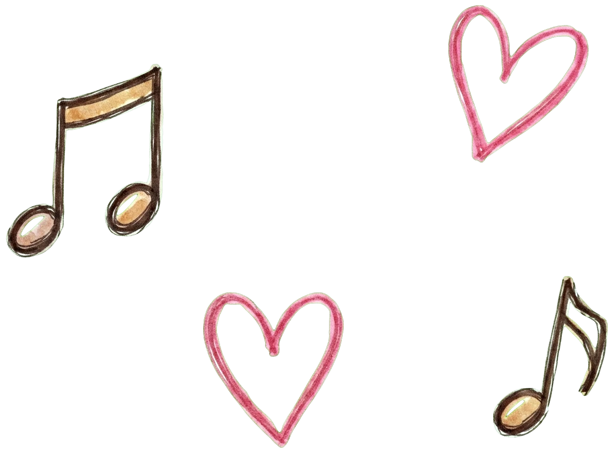 Musical notes and little hearts